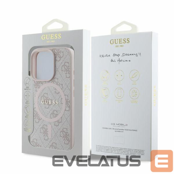 Tagakaaned Guess Guess 4G Ring Classic Logo MagSafe Case for iPhone 16 Pro Max - Pink