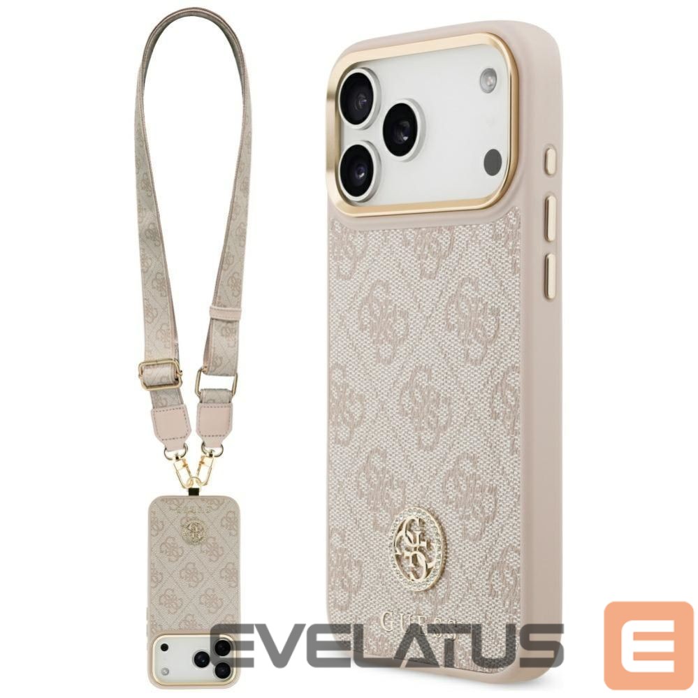 Muud kaubad Guess Guess 4G Strass Logo & Big Strap Metal Buttons MagSafe Case for iPhone 17 Pro Max - Pink