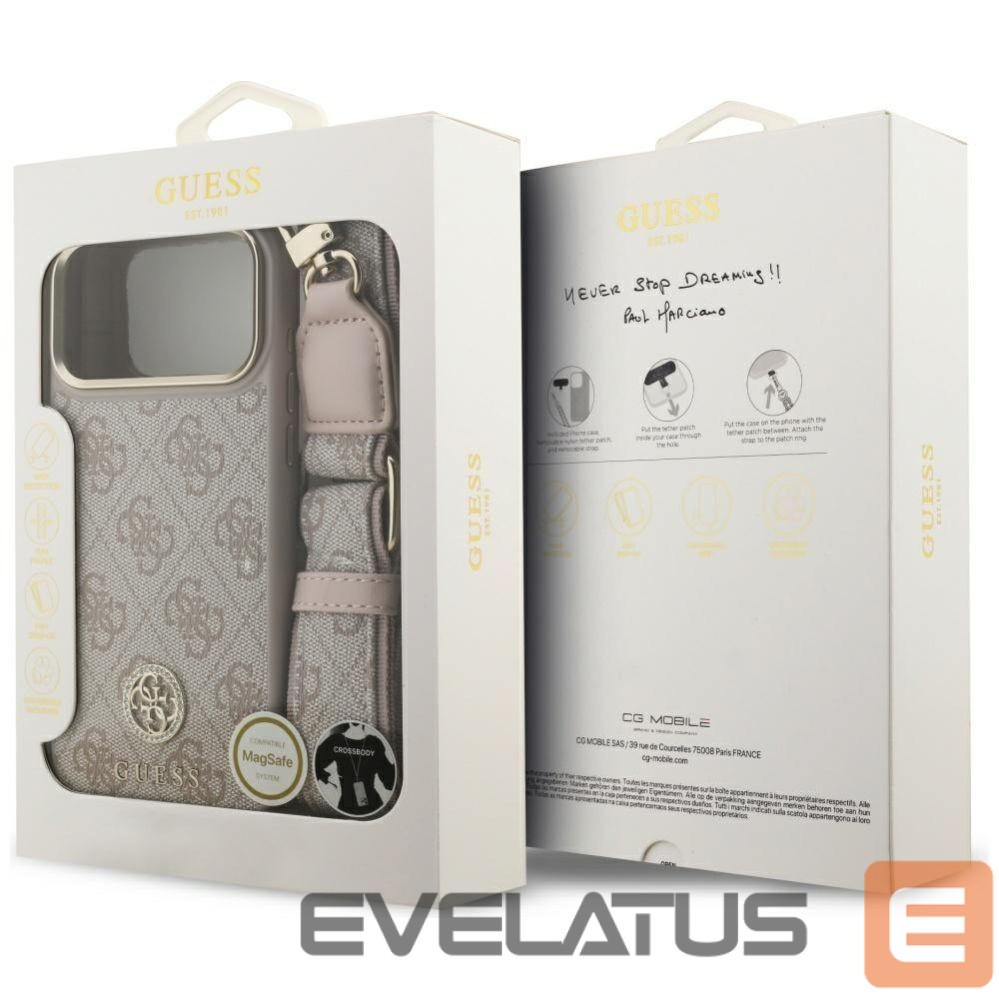 Muud kaubad Guess Guess 4G Strass Logo & Big Strap Metal Buttons MagSafe Case for iPhone 17 Pro Max - Pink