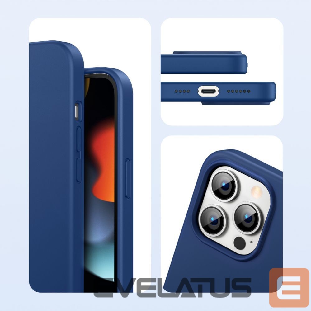 Tagakaaned Ugreen Ugreen Protective Silicone Case rubber flexible silicone case cover for iPhone 13 Pro Max blue