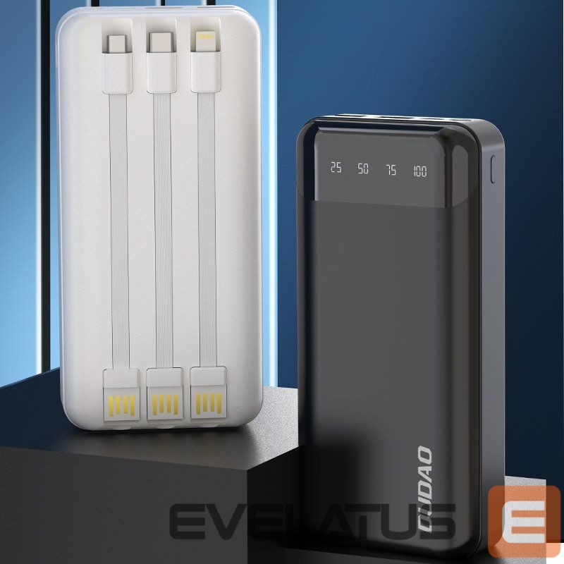 Väline aku Dudao Dudao capacious powerbank with 3 built-in cables 20000mAh USB Type C + micro USB + Lightning black (Dudao K6Pro +)