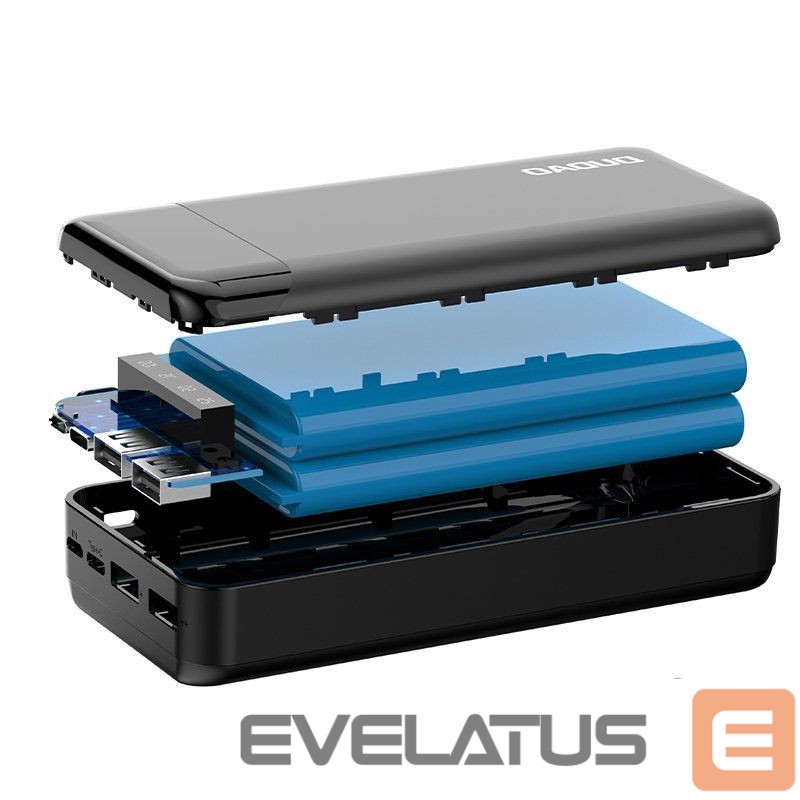 Väline aku Dudao Dudao capacious powerbank with 3 built-in cables 20000mAh USB Type C + micro USB + Lightning black (Dudao K6Pro +)