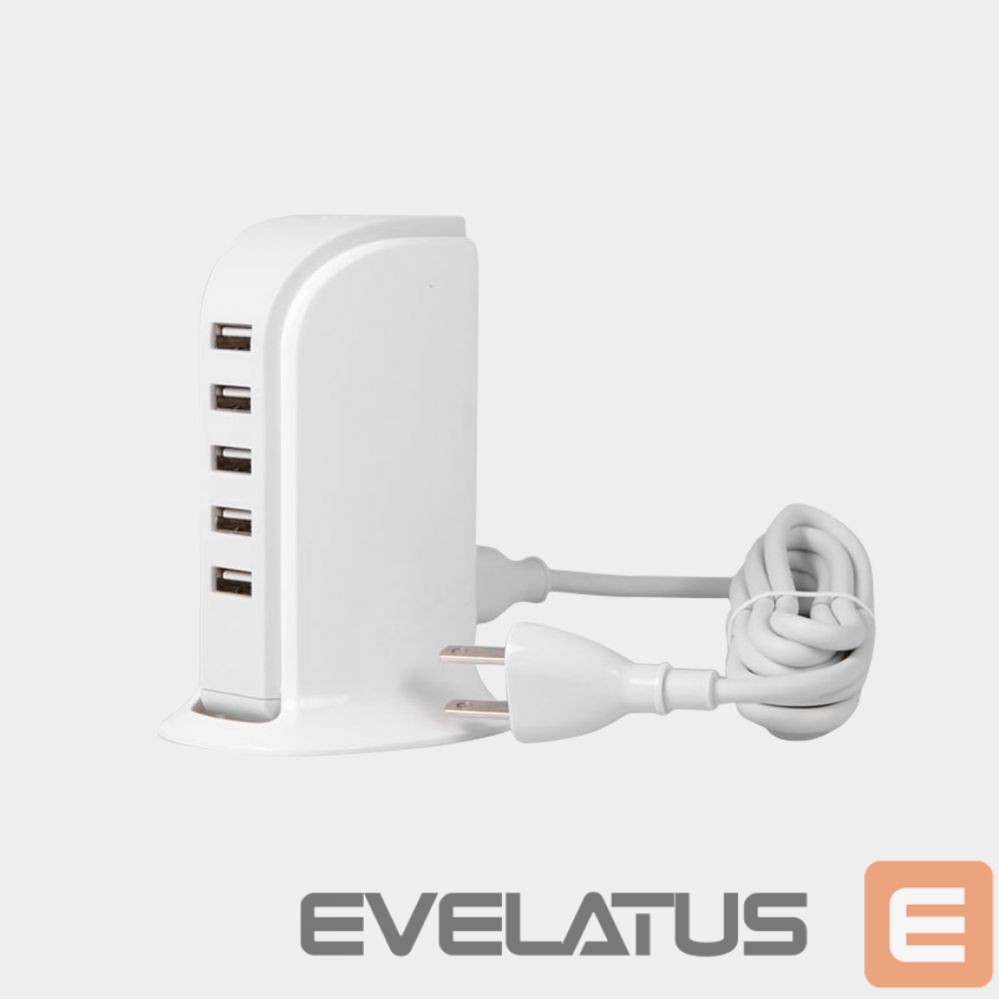 Adaptrid Dudao Dudao 5x USB charger with built-in EU power cable white (A5EU)