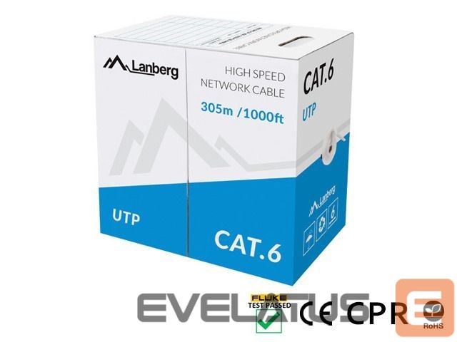 Kaabel Lanberg | LAN Cable Cat.6 UTP Solid CU CPR + Fluke Passed | LCU6-11CU-0305-S