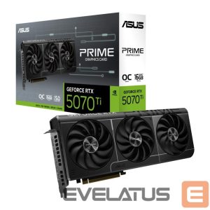 Graafikakaart / ideokaardid Asus  Graphics Card||NVIDIA GeForce RTX 5070 Ti|16 GB|GDDR7|256 bit|PCIE 5.0 16x|GPU 2527 MHz|Triple slot Fansink|1xHDMI|3xDisplayPort|PRIME-RTX5070TI-O16G 