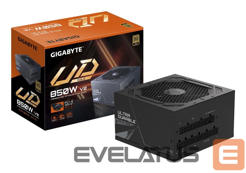 Toiteplokk Gigabyte Power Supply||UD850GM PG5 V2|ATX 3.1|850 Watts|Efficiency 80 PLUS GOLD|PFC Active|MTBF 100000 hours|GP-UD850GMPG5V2
