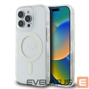 Muu telefoni lisavarustus Guess  Guess GUHMP16LHFGERET iPhone 16 Pro 6.3" transparent hardcase IML Glitter Circle MagSafe 