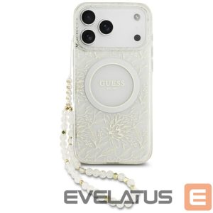 Muud kaubad Guess  Guess IML Flowers Electro Pearl Strap MagSafe Case for iPhone 17 Pro Max - White 