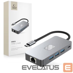 Muud kaubad Tech-Protect  Tech-Protect HB05 HUB 9in1 USB-C + USB2.0 + USB3.0 + HDMI 4K 60HZ + SD / TF + PD100W + RJ45 adapter - gray 