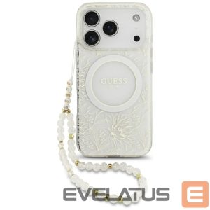 Muud kaubad Guess  Guess IML Flowers Electro Pearl Strap MagSafe Case for iPhone 17 Pro - White 