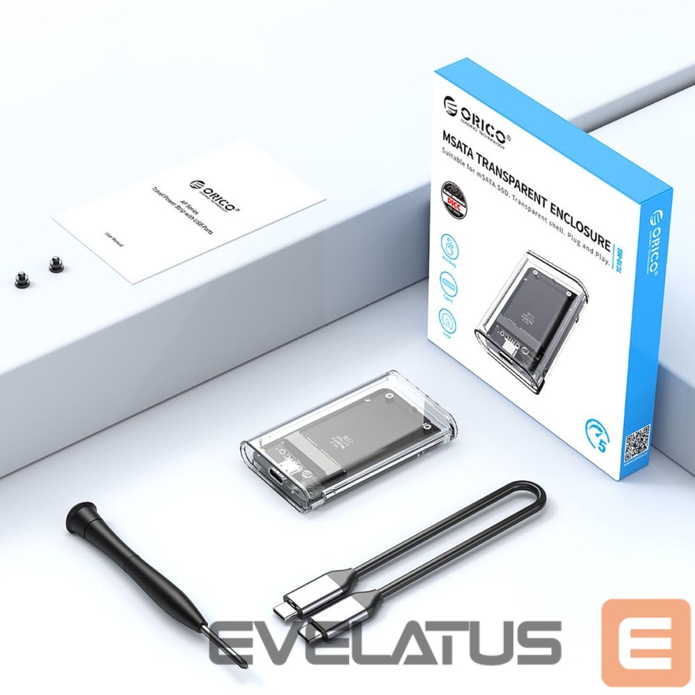 Muu arvutitarvik Orico Orico TC10-MS MSATA USB-C 3.2 5Gb/s Disk Cartridge - Transparent