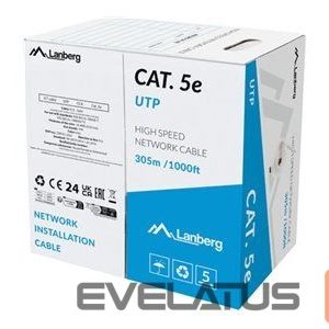 Kaabel Lanberg  | LAN Cable Cat.5E 305M Solid CCA Grey Fluke Passed | LCU5-15CC-0305-S 
