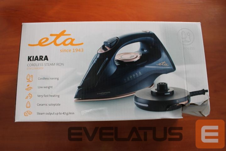 Triikrauad ETA SALE OUT. 127690000 Kiara Iron, Ceramic, 2200 W, Water tank 220 ml, Black Iron Kiara 127690000 Cordless Steam Iron, 2200 W, Water tank capacity 220 ml, Continuous steam 40 g/min, Black, DAMAGED PACKAGING