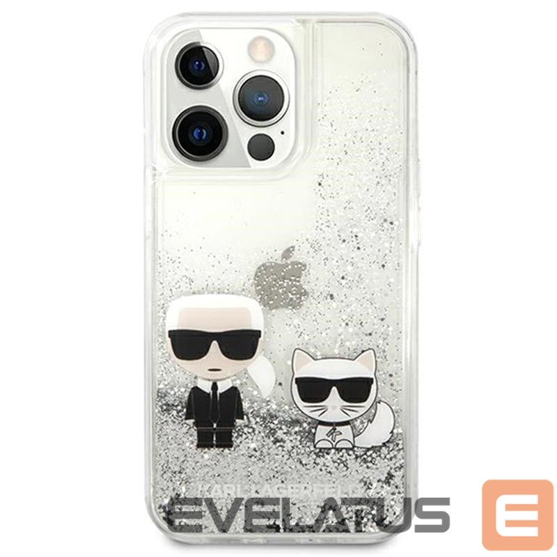 Tagakaaned Karl Lagerfeld Apple iPhone 13 Pro Liquid Glitter Choupette Case Silver