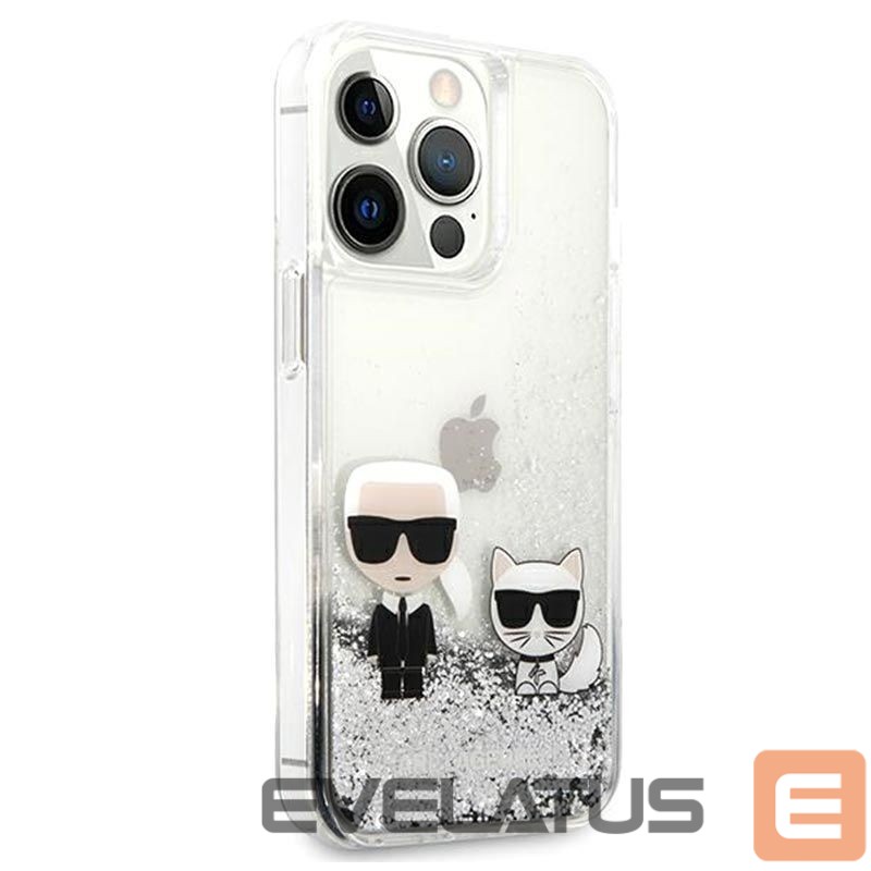 Tagakaaned Karl Lagerfeld Apple iPhone 13 Pro Liquid Glitter Choupette Case Silver