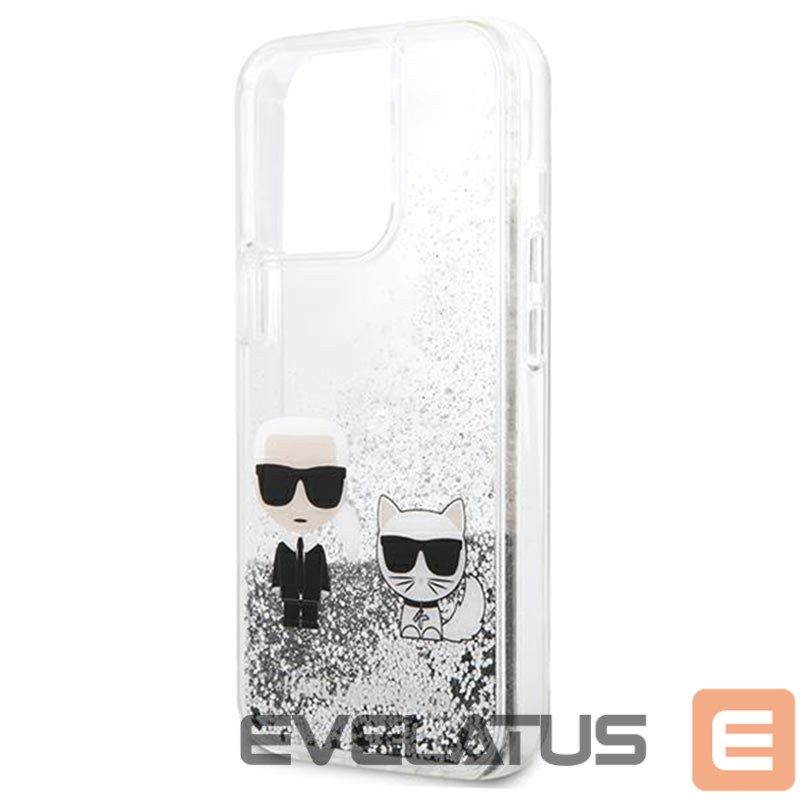 Tagakaaned Karl Lagerfeld Apple iPhone 13 Pro Liquid Glitter Choupette Case Silver