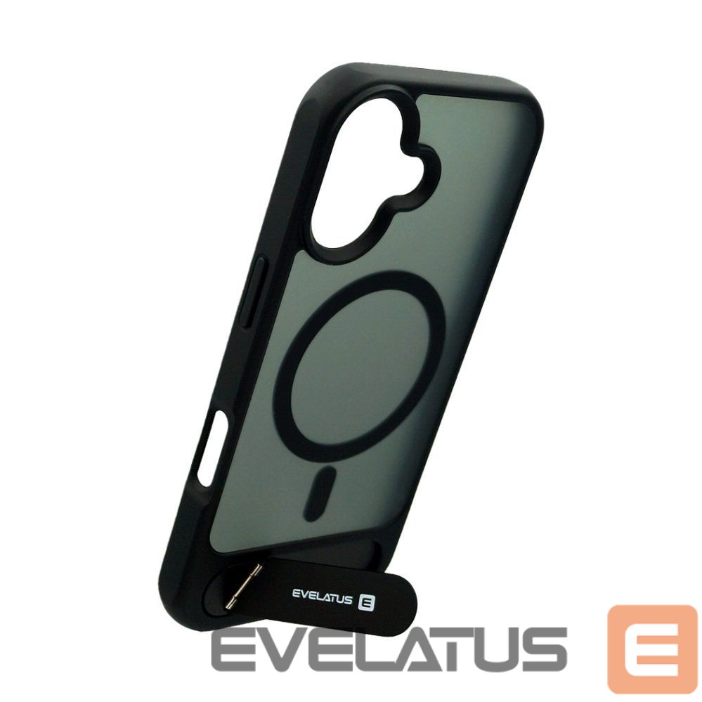 Tagakaaned Evelatus Apple iPhone 17 Rubber Coated MagSafe With Stand Case Black