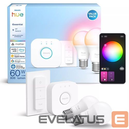 LED pirn Philips Hue E WCA 806 A60 2kit SW EU |
