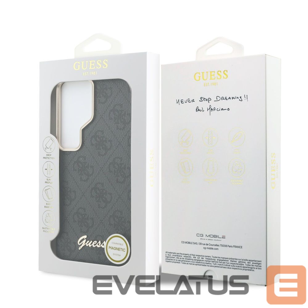 Case universaalne kaitseümbris Guess Samsung Galaxy S26 Ultra PU 4G Script Metal Logo With MagSafe Case Black