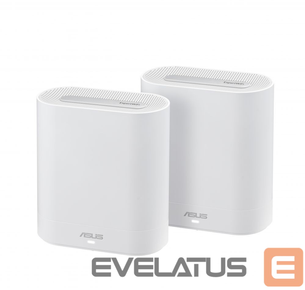 Ruuterid Asus Wifi 6 802.11ax Tri-band Business Mesh System EBM68 (2-Pack) 802.11ax, 4804 Mbit/s, 10/100/1000 Mbit/s, Ethernet LAN (RJ-45) ports 3, MU-MiMO No, No mobile broadband, Antenna type Internal, White
