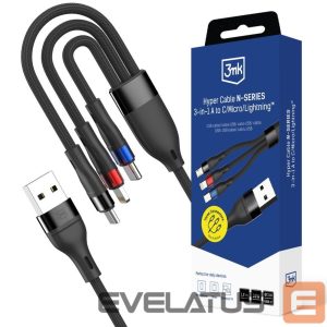 Muud kaubad 3MK  3mk Hyper Cable N-SERIES 3 in 1 USB-A / Lightning / Micro 1.2m 9V/2A 18W - black 