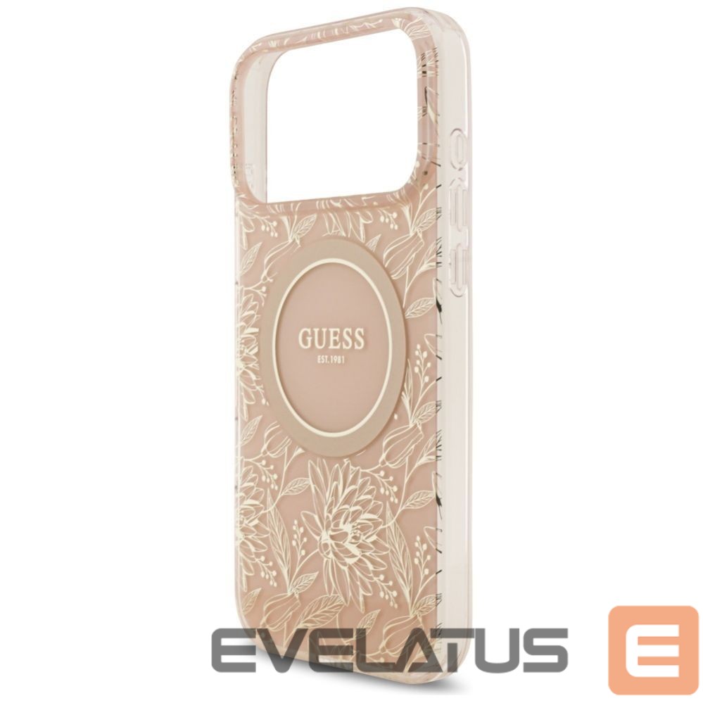 Muud kaubad Guess Guess IML Flowers Electro Pearl Strap MagSafe Case for iPhone 17 Pro Max - Pink
