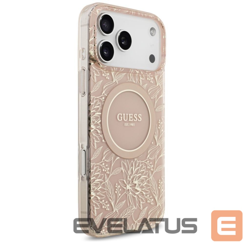 Muud kaubad Guess Guess IML Flowers Electro Pearl Strap MagSafe Case for iPhone 17 Pro Max - Pink