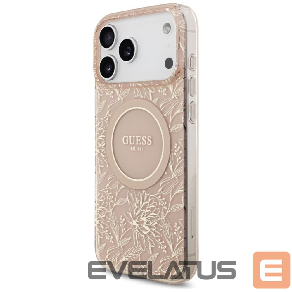 Muud kaubad Guess Guess IML Flowers Electro Pearl Strap MagSafe Case for iPhone 17 Pro Max - Pink