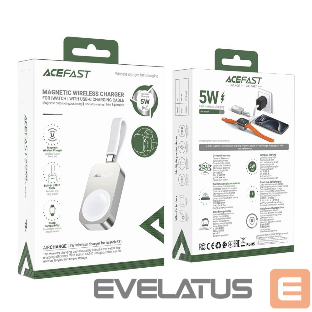Muud kaubad Acefast Acefast E21 5W Wireless Charger for Apple Watch - Silver