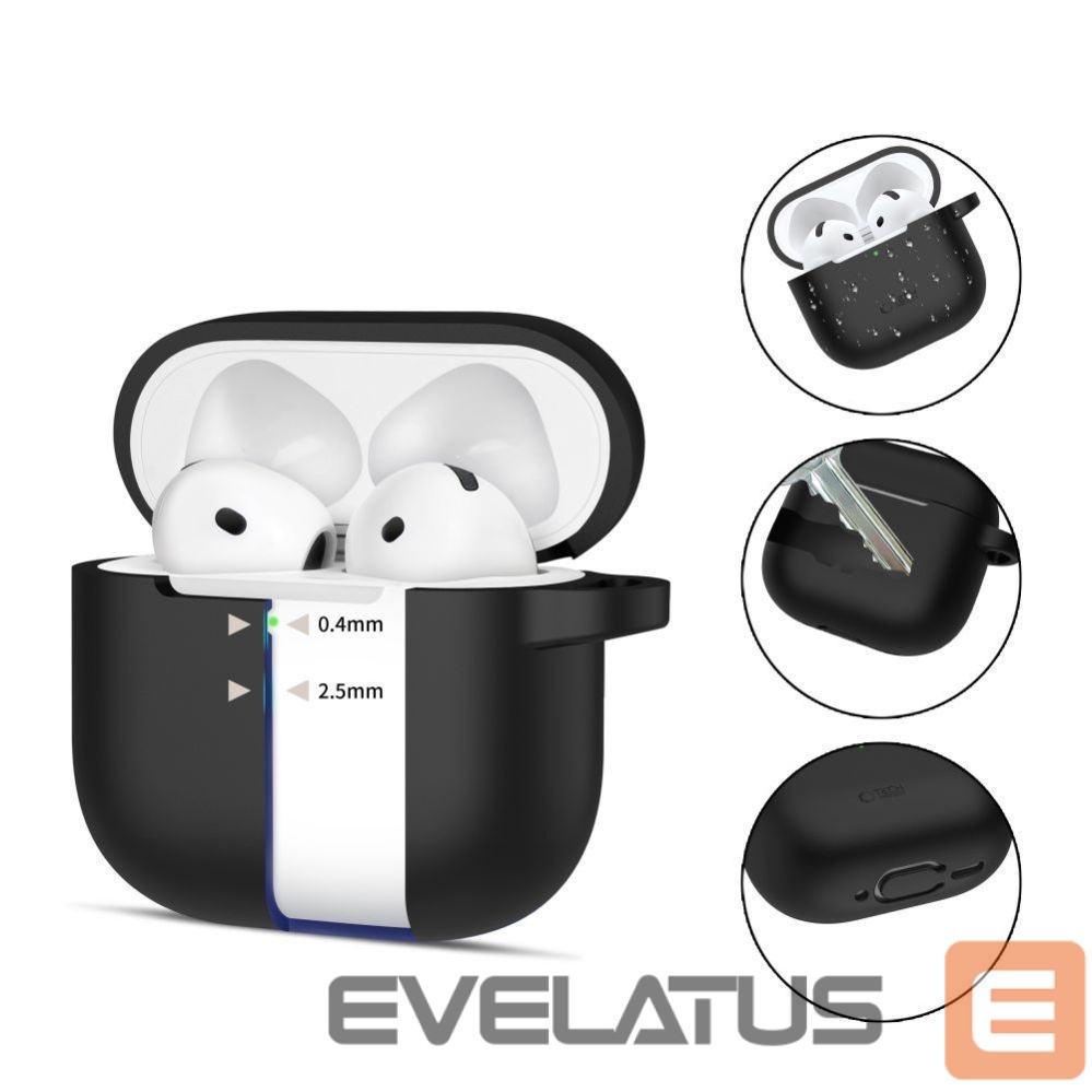 Muud kaubad Tech-Protect Tech-Protect Silicone Hook Case for AirPods 4 - Black