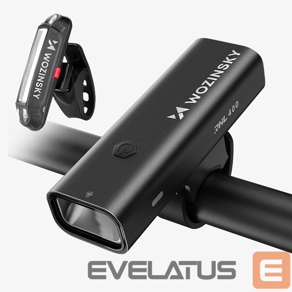 Elektrisõidukite lisavarustus Wozinsky Wozinsky WSBLB2 Front (400 lm) and Rear USB-C Bike Light Set - Black