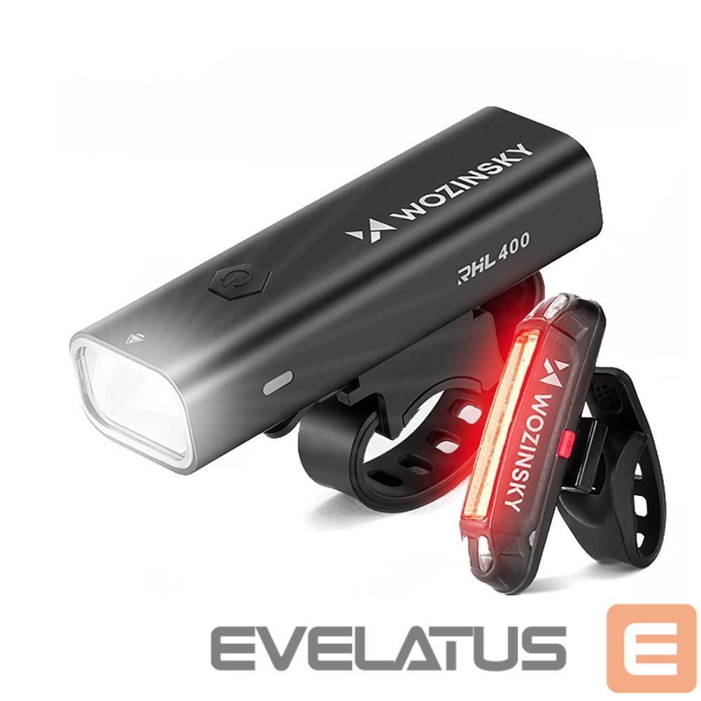 Elektrisõidukite lisavarustus Wozinsky Wozinsky WSBLB2 Front (400 lm) and Rear USB-C Bike Light Set - Black