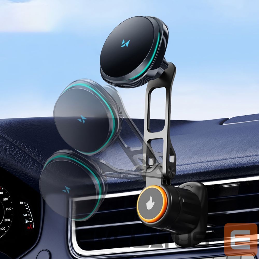 Ümbrised Wozinsky Wozinsky WCT5-6S2Y Car Holder with Qi/MagSafe 15W Wireless Charger and Air Vent Fan - Black