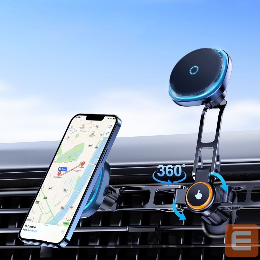 Ümbrised Wozinsky Wozinsky WCT5-6S2Y Car Holder with Qi/MagSafe 15W Wireless Charger and Air Vent Fan - Black