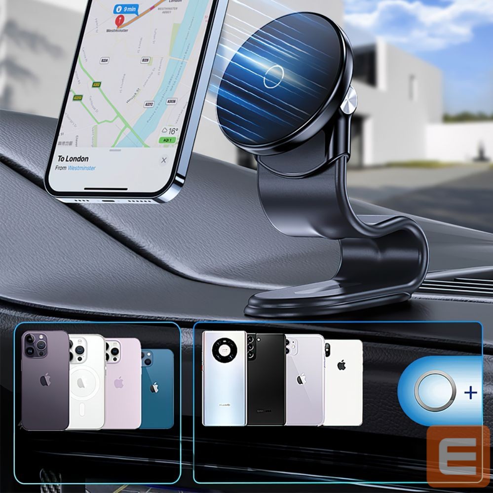 Automaatne hoidja Wozinsky Wozinsky WCZ2Y2S Magnetic Car Holder with 15W MagSafe Inductive Charger for Car Cockpit - Black