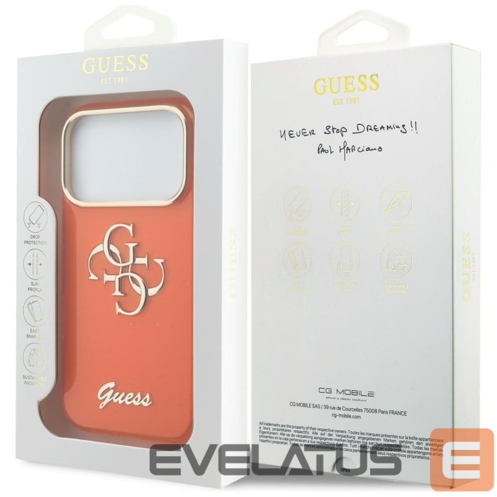 Muud kaubad Guess Guess IML 4G Script Metal Case for iPhone 17 Pro - Orange