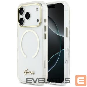Muud kaubad Guess  Guess IML Script Metal MagSafe Case for iPhone 17 Pro - Clear 