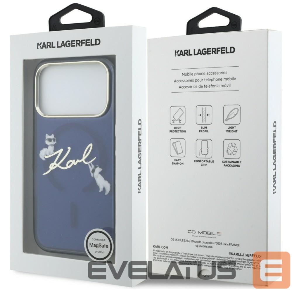 Muud kaubad Karl Lagerfeld Karl Lagerfeld IML Choupettes Karl Script Logo MagSafe Case for iPhone 17 Pro Max - Blue