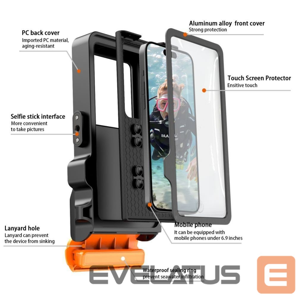 Muud kaubad Tech-Protect Tech-Protect IPX8 Pro Waterproof Phone Case - Orange and Black