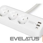 Jungikliai ir lizdai Digitus  3-way office socket strip with 2x USB-A and 1x USB-C connections | DA-70626 