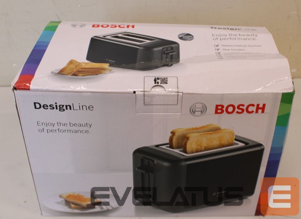 Röster Bosch SALE OUT. TAT3P423 Toaster, Black | DesignLine Toaster | TAT3P423 | Power 970 W | Number of slots 2 | Housing material Stainless steel | Black | DAMAGED PACKAGING