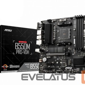 Intel protsessori emaplaat MSI  | B550M PRO-VDH | Processor family AMD | Processor socket AM4 | DDR4 | Memory slots 4 | Number of SATA connectors 4 | Chipset AMD B | Micro ATX 