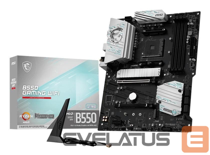 AMD protsessori emaplaat MSI Mainboard||AMD B550|Socket AM4|ATX|RAM DDR4-SDRAM|4xSlots|Wi-Fi Yes|Bluetooth Yes|2xNumber of M.2 (M) slots|B550GAMINGWIFI