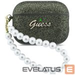 Tagakaaned Guess  Guess Glitter Pearl Strap Case for AirPods Pro 3 - Black and Glitter 