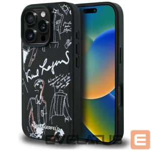 Muud kaubad Karl Lagerfeld  Karl Lagerfeld Grained Pattern & Logo MagSafe Case for iPhone 16 Pro Max - Black 