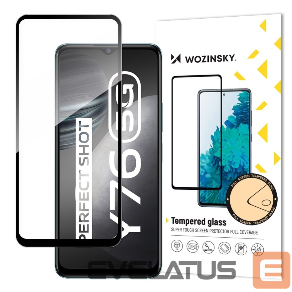 Muud kaubad Wozinsky Wozinsky Tempered Glass Full Glue Super Tough Screen Protector Full Coveraged with Frame Case Friendly for Vivo Y76 5G / Y76s / Y74s black