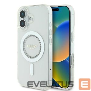 Muud kaubad Guess  Guess IML Rhinestones MagSafe Case for iPhone 16 - White 