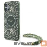 Muud kaubad Guess  Guess IML Flowers Allover Electro With Pearl Strap MagSafe case for iPhone 16 - green 