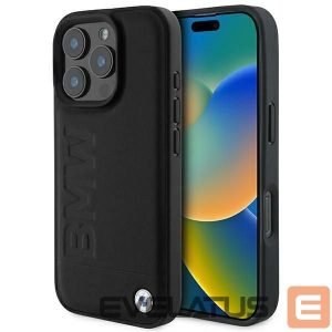 Muud kaubad BMW  BMW Leather Hot Stamp iPhone 16 Pro Case - Black 