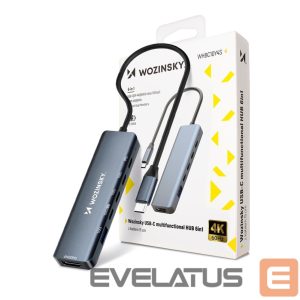 Üleminek Wozinsky  USB-C 6 in 1 Hub Wozinsky WHBC10Y4S Multifunctional, Aluminum, with 25 cm Cable - Gray 